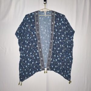 J Jill Shrug Cardigan Kimomo Overlay OS Romantic Boho Fairy Tea Cottage Beach